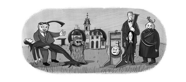 Charles Addams Doodle zum 100.Geburtstag